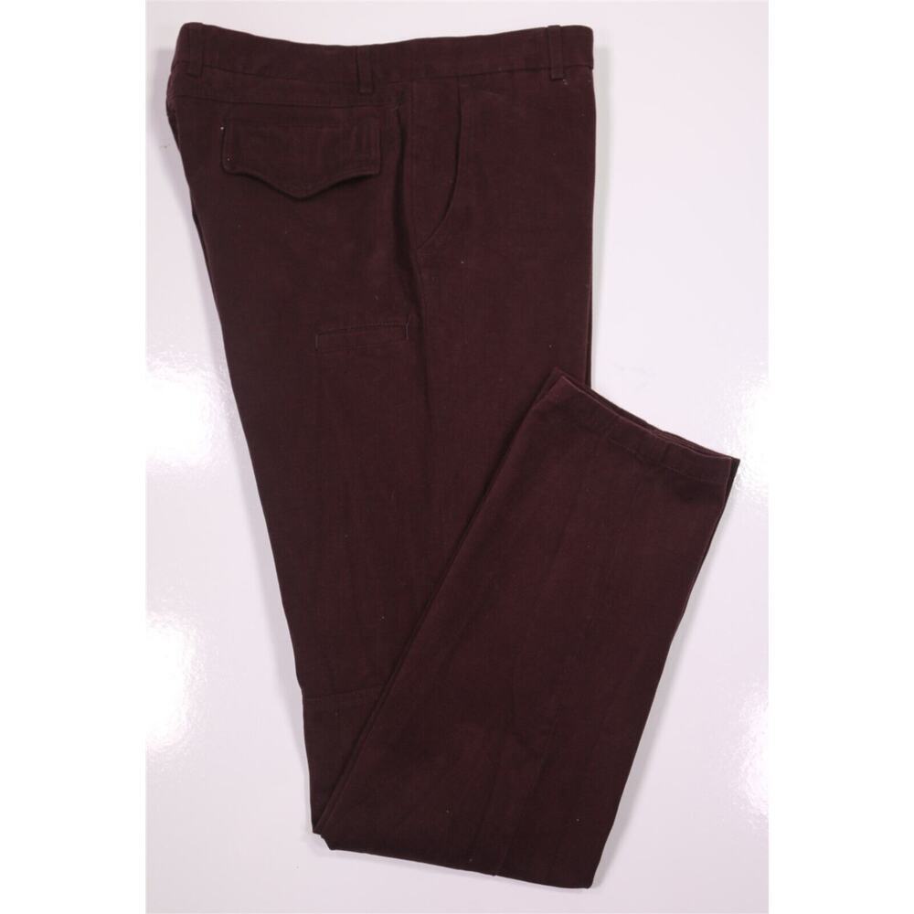 Suitsupply Valencia Burgundy Cotton Fleece Flat Front Slim Chino Pants 36x34